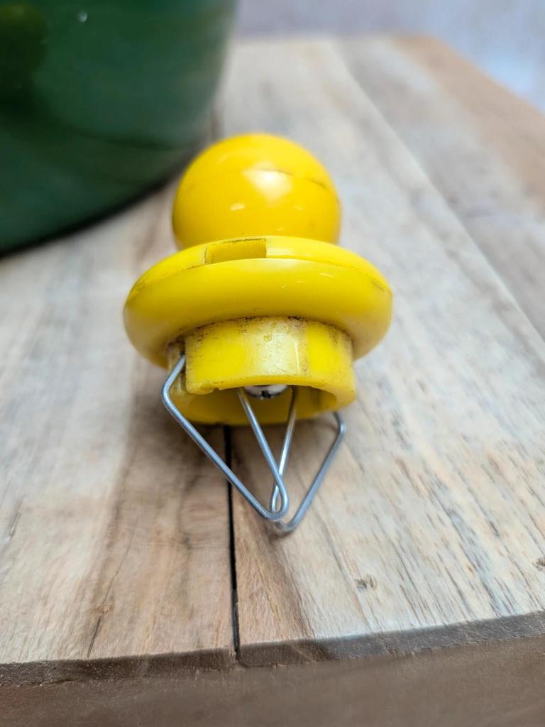 Bouilloire sifflante vintage pomme 🍏 Tôle émaillée verte et jaune