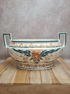 Jardinière Art Déco Moulin des Loups Orchies – décor stylisé vert & terracotta – double anse