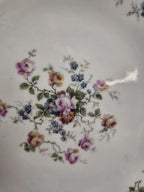 Lot de 6 assiettes plates anciennes Limoges Lucien Michelaud – décor floral