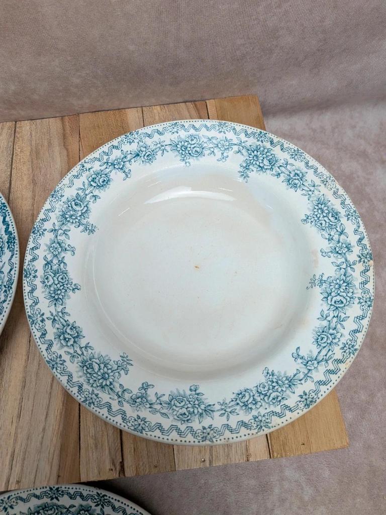 Lot de 3 assiettes creuses anciennes Saint-amand modèle Argenton Terre de fer