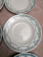 Lot de 6 assiettes creuses anciennes en terre de fer Moulin des Loups Hamage, modèle Provence