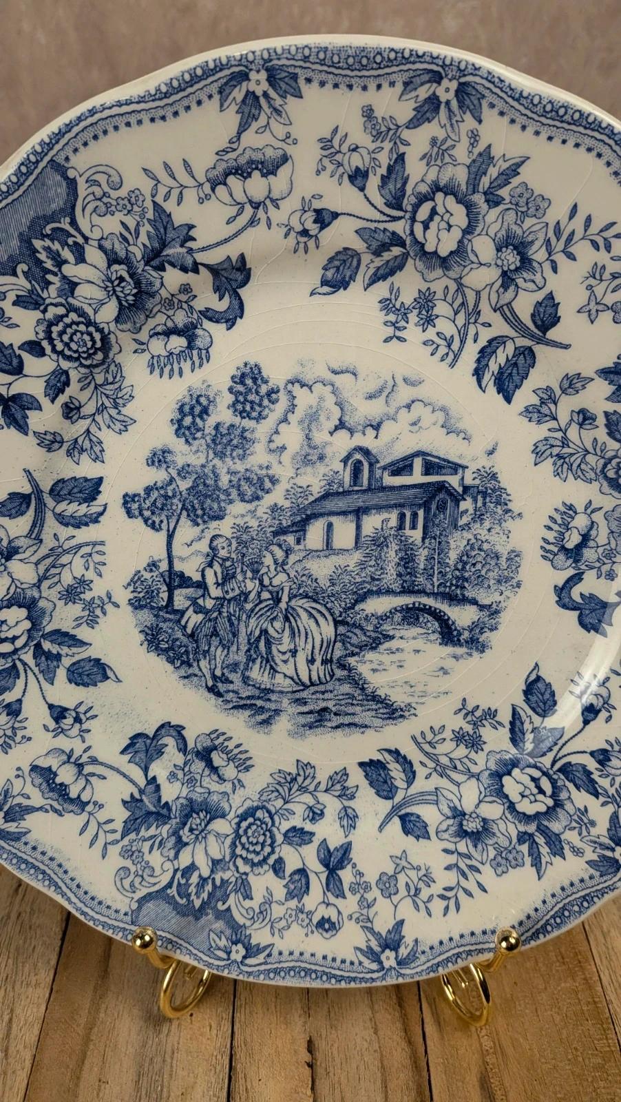 Assiette décor bleu romantique Ironstone