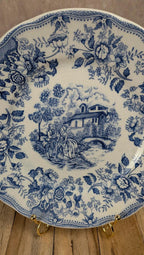 Assiette décor bleu romantique Ironstone