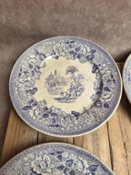 Lot de 8 assiettes à dessert anciennes anglaises J. Marshall & Co Bosphorus faïence violette Xixe