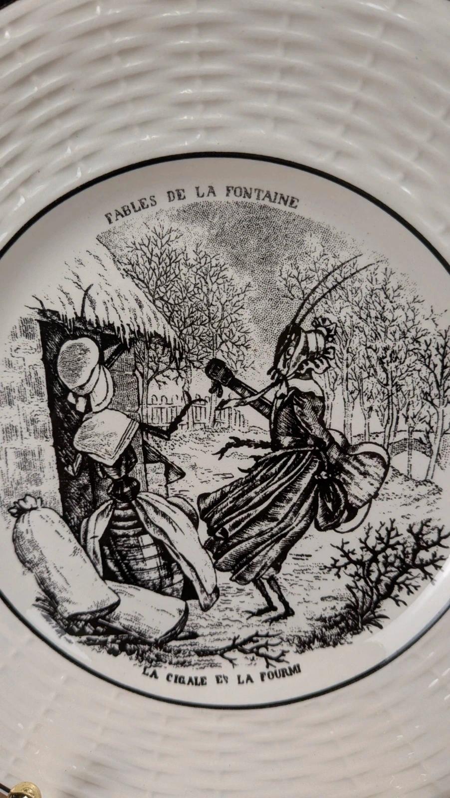 Assiette Sarreguemines Fables de La Fontaine, La Cigale