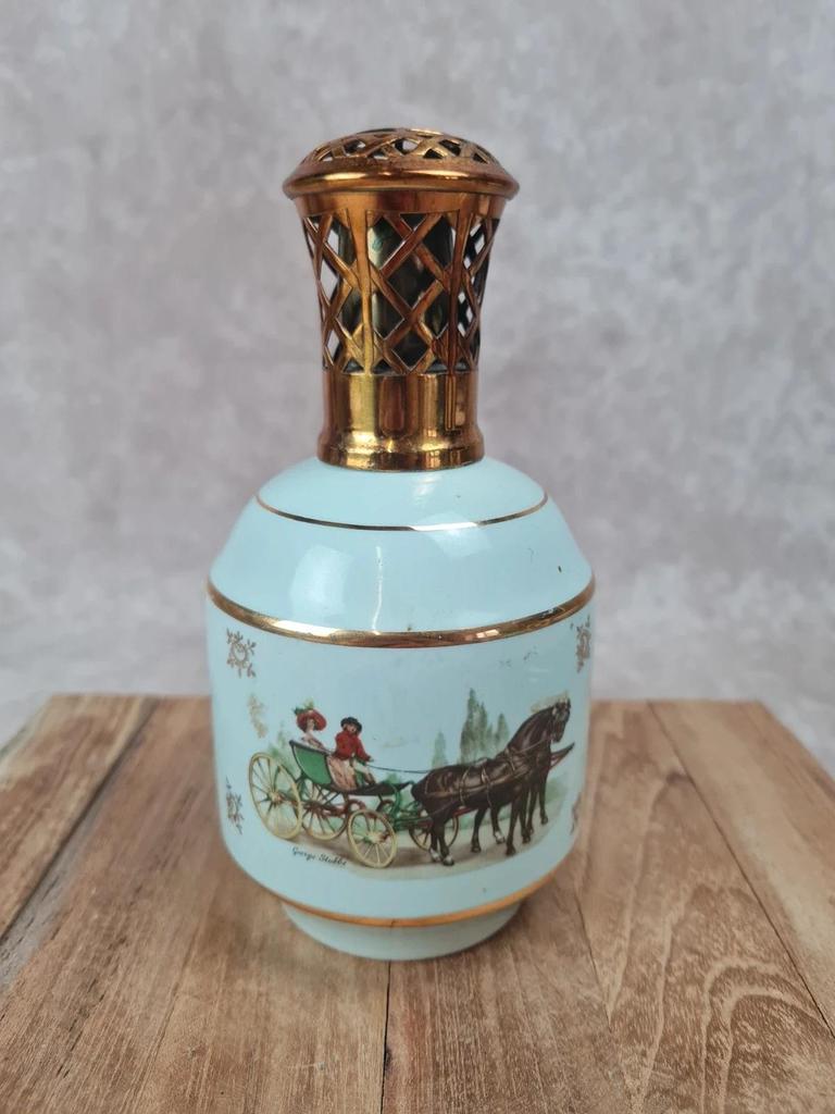 Lampe Berger ancienne en porcelaine St-méen 🎨 Scènes équestres 🐎 Années 50/60