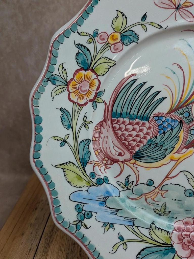Assiette décorative en faïence Ânfora Águeda – Portugal – Oiseau exotique peint à la main
