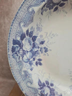 Plat creux Terre de fer Creil et Montereau modèle Bouquet 🌿 décor floral bleu