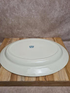 Plat ovale ancien terre de fer Alice Boch Frères Keramis Bkf décor bleu Art Nouveau
