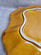 Grand plateau plat Gien France jaune moutarde vintage 🧡
