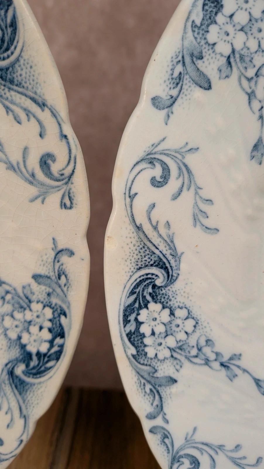 Lot de 6 assiettes plates anciennes Kg Lunéville – modèle Angèle