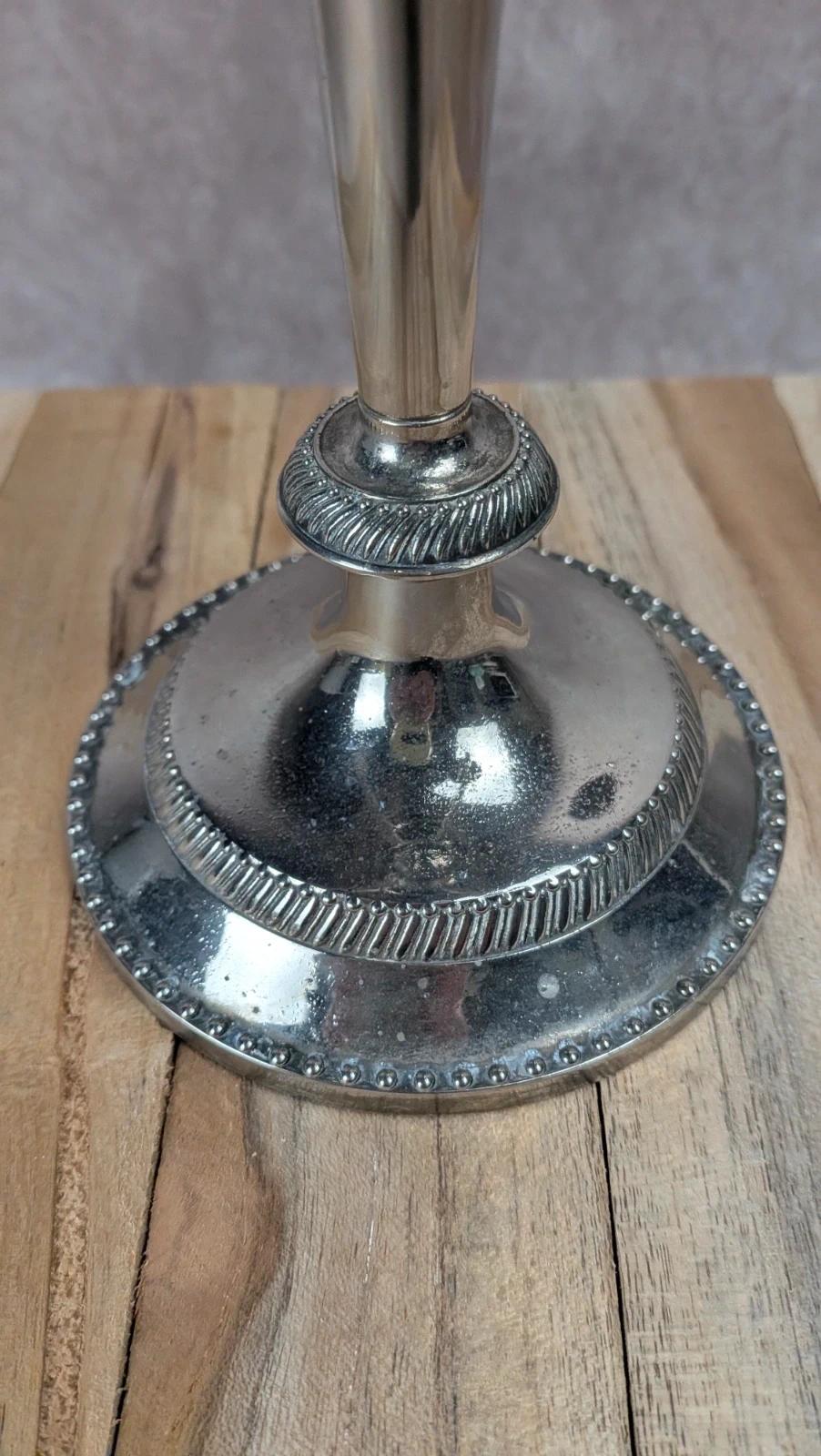 Chandelier ancien en métal argenté 5 feux