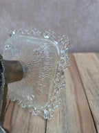 Présentoir ancien en métal argenté et verre