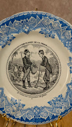 Assiette parlante Longwy – Les plaisirs de la chasse – décor bleu