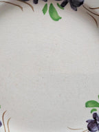 Lot de 9 assiettes anciennes en terre de fer – Opaque de Bordeaux – décor floral peint main