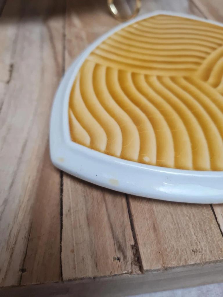 Lot dessous de plat + dessous de bouteilles Sarreguemines jaune graphique vintage 🟡