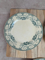 Lot de 3 assiettes plates anciennes en terre de fer des Établissements Debray, service Clichy