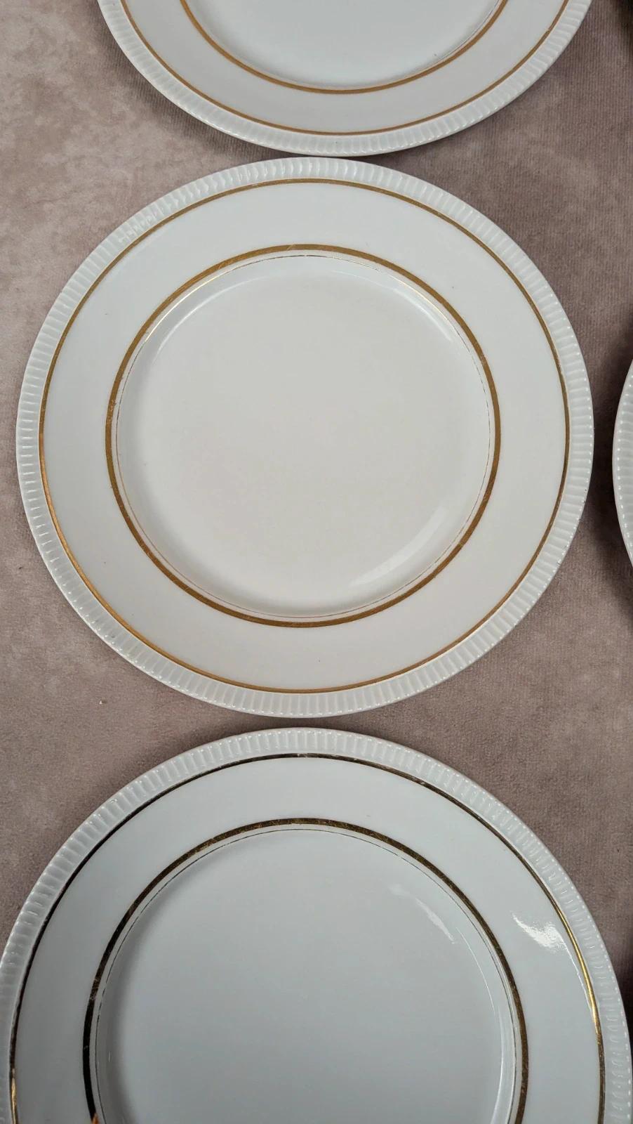 Lot de 6 assiettes à dessert anciennes porcelaine française liseré doré