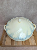 Soupière Terre de fer Salins décor bleu nuagé