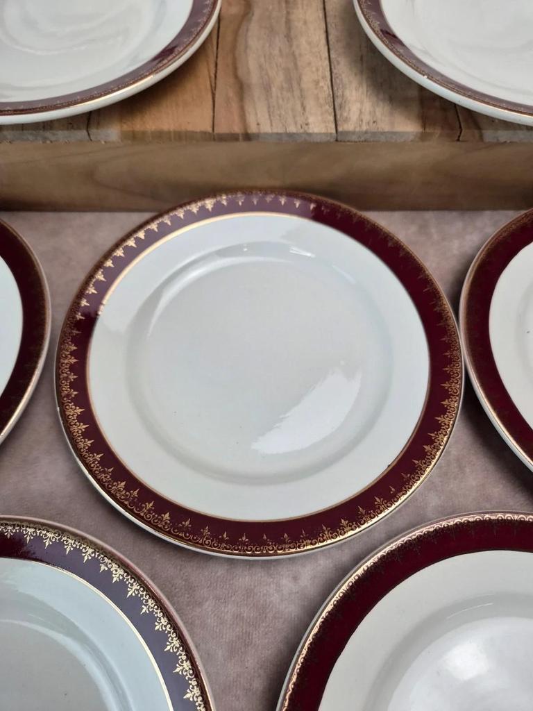 Lot de 12 assiettes à dessert Digoin Sarreguemines “rubis”