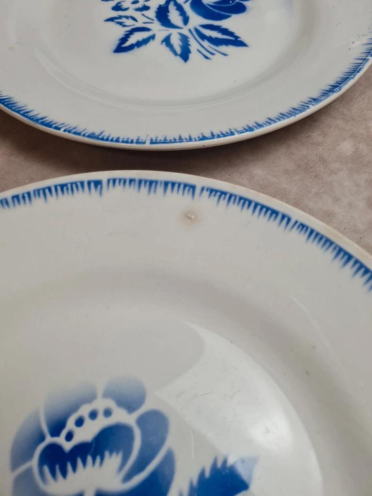 Lot de 10 assiettes plates vintage Digoin Sarreguemines modèle Simone Egp bleu 💙