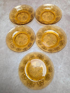 Lot de 5 assiettes creuses vintage Vereco ambre