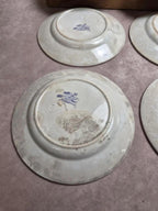 Lot de 8 assiettes à dessert anciennes anglaises J. Marshall & Co Bosphorus faïence violette Xixe