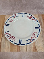 Compotier sur pied ancien Gien – Décor floral bleu & rouge