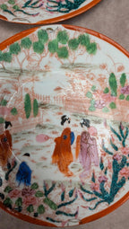 Lot de 9 assiettes + 1 grande assiette style japonais ancien