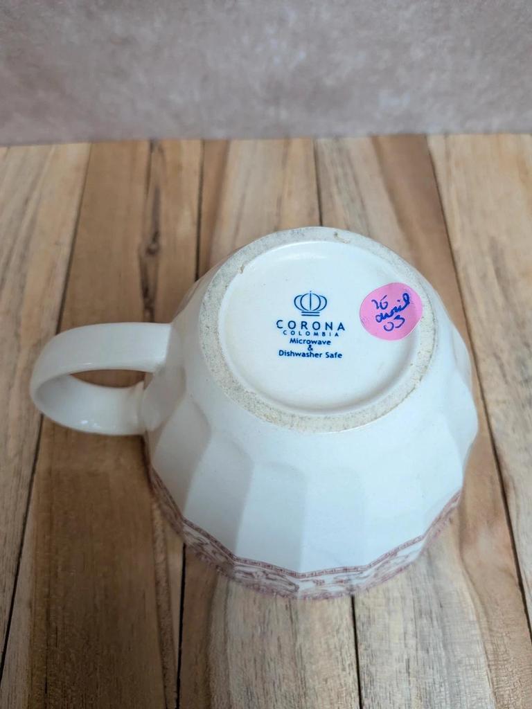 Mug Corona Colombia décor rouge esprit toile de Jouy