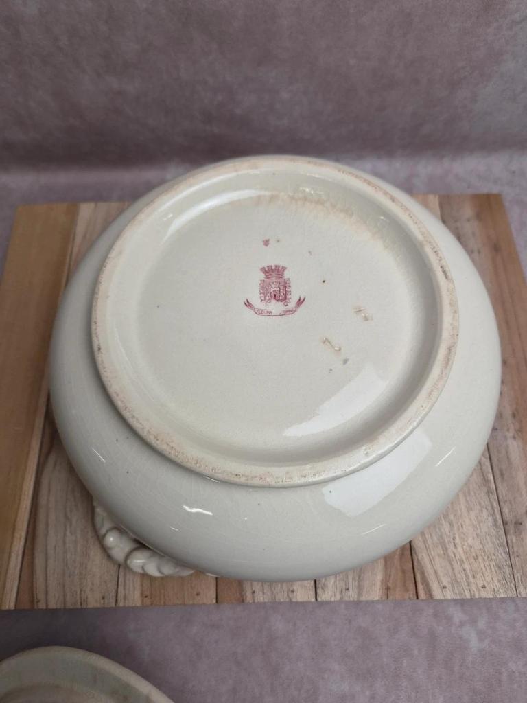 Soupière ancienne Gien “fleurs d’automne” 🌸 Terre de fer vintage
