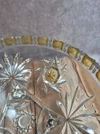 Grande coupe tripode Walther Glas Komet – Verre cristallin jaune ambré vintage
