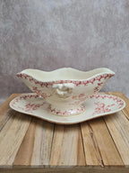 Grande saucière ancienne Terre de fer Gien modèle Chardon rouge
