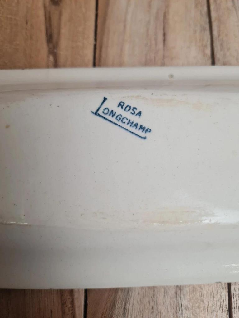 Petit porte-brosse à dents ou vide-poche vintage en terre de fer Longchamp, modèle Rosa 🌿