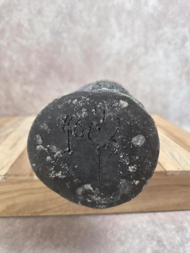 Grand vase d’atelier style raku bleu et vert signé – 30 cm