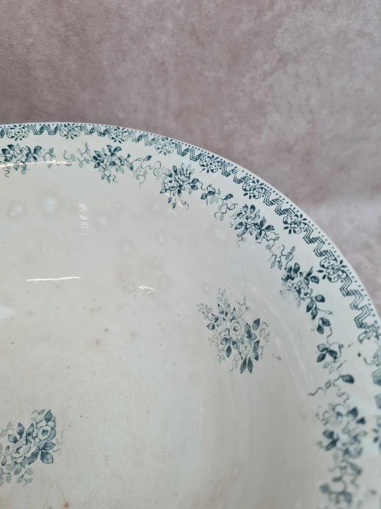 Saladier ancien Saint-amand “argenton” décor vert – faïence vintage 🍃