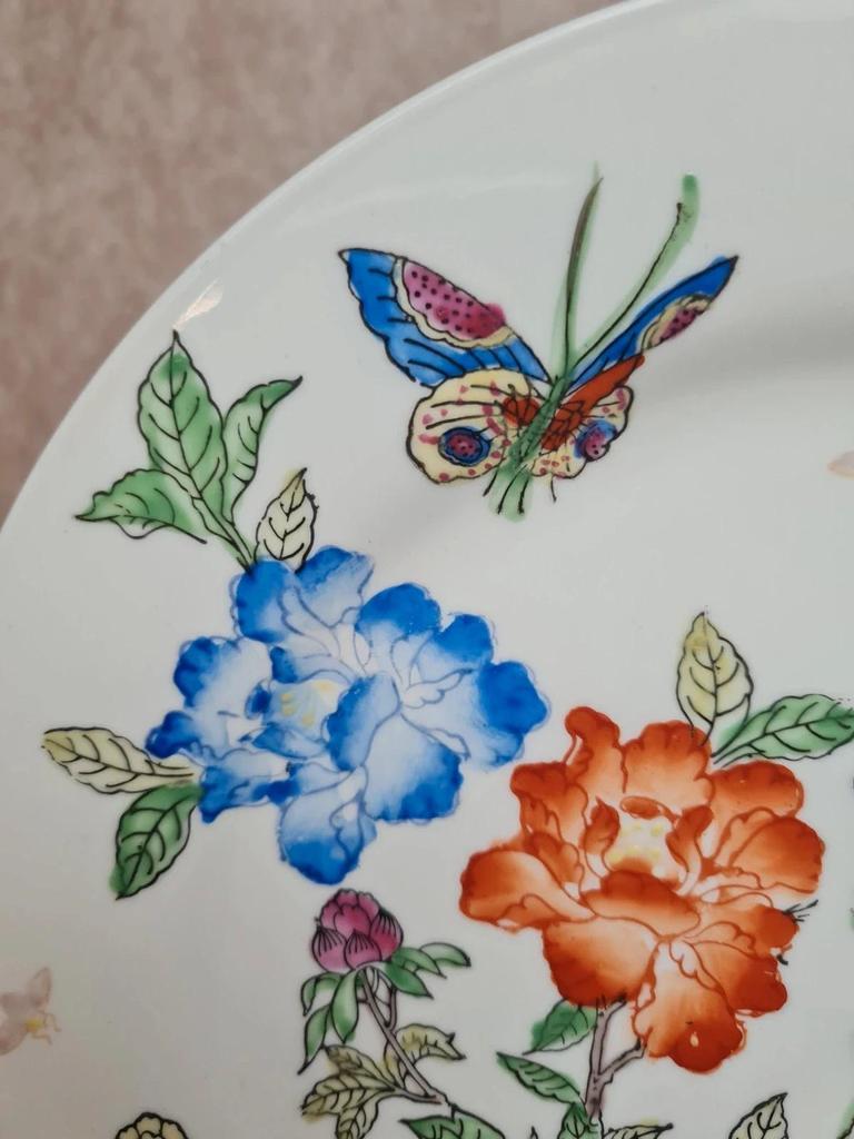 Assiette décorative vintage fleurs & papillons – Macao – Oriental Objects d’art