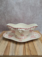Grande saucière ancienne Terre de fer Gien modèle Chardon rouge
