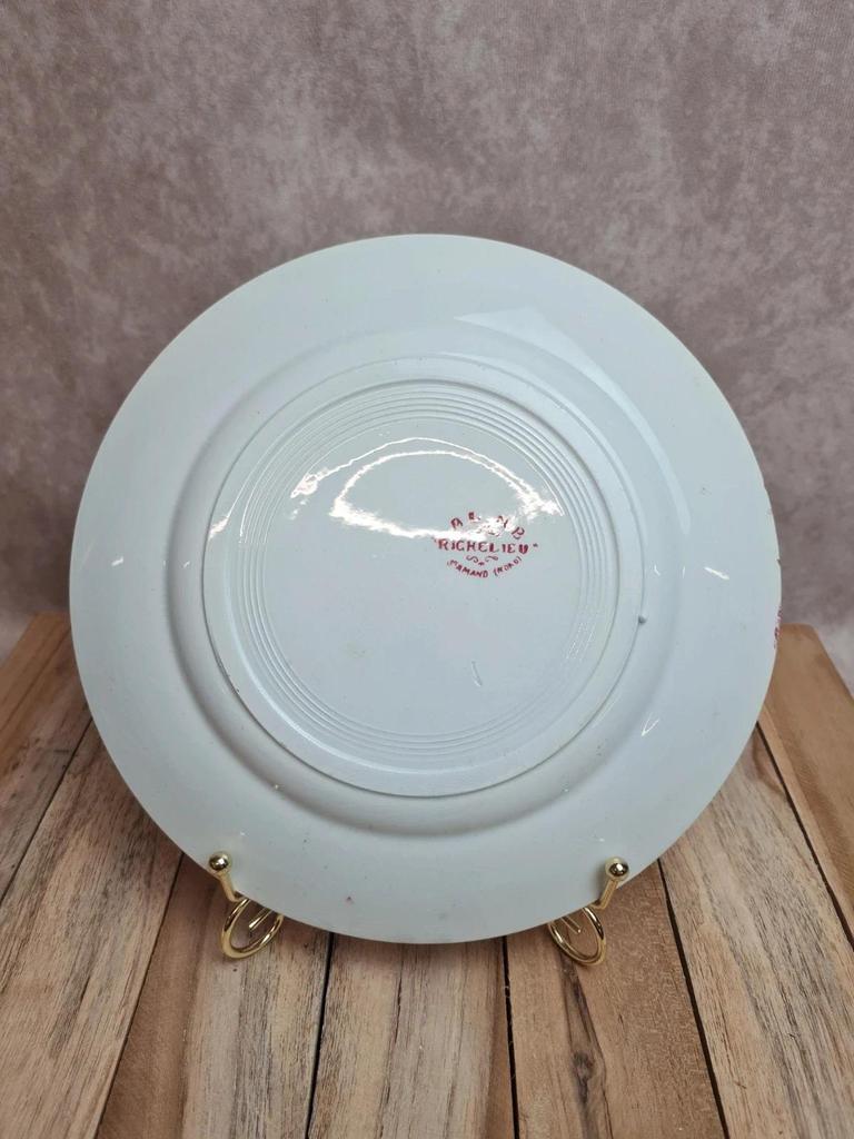 Assiette ancienne Saint-amand modèle Richelieu rouge – charme vintage 🌿