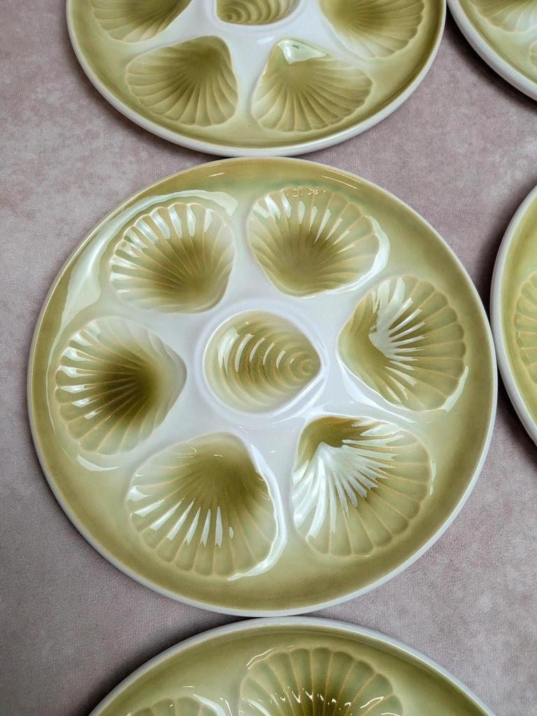 Lot de 6 assiettes à huîtres / coquillages vintage Moulin des Loups