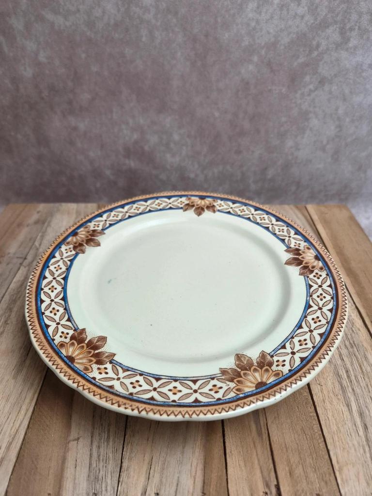 Compotier ancien Creil et Montereau B & Cie – faïence fine polychrome Xixe