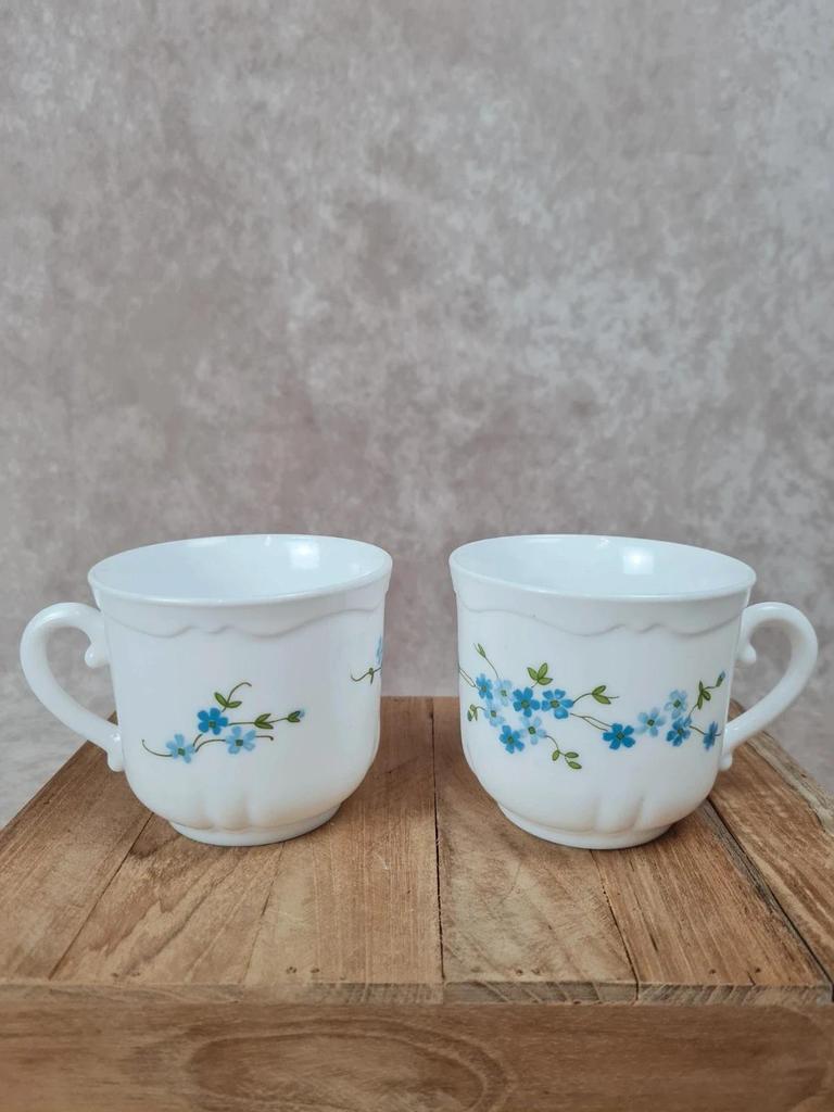 🌿 Duo de grandes tasses Arcopal – modèle Myosotis 🌿