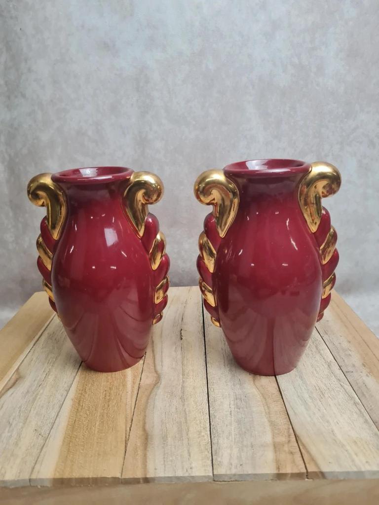Paire de vases vintage Pl France – manufacture Poët-laval – modèle V38 bis 🌺