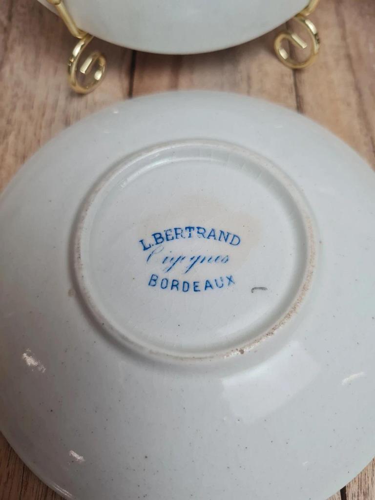 Coupelles Terre de fer L. Bertrand Bordeaux décor cigognes anciennes 💙