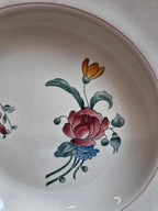 2 assiettes creuses Longchamp Velars – terre de fer – décor floral ancien