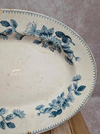 Plat ovale ancien en terre de fer Longwy modèle Pékin