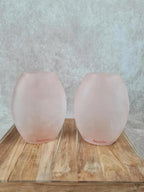 🌸 Paire de vases Bergère de France – verre dépoli rose poudré 🌸