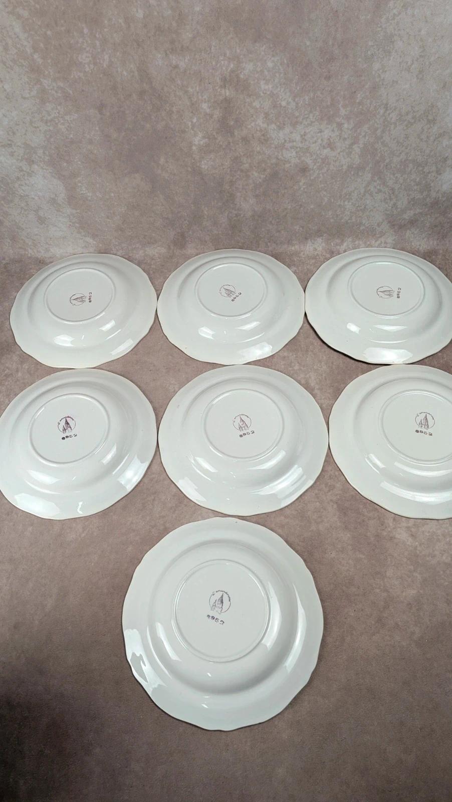 Lot de 7 assiettes creuses anciennes L’amandinoise – Faïence florale