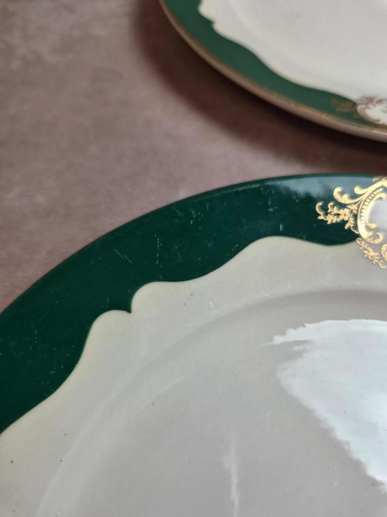 Lot 7 assiettes plates Digoin Sarreguemines Champagne – Porcelaine opaque vintage