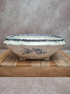 Saladier carré ancien Terre de Fer Clairefontaine Lg – Xixe – décor bleu 💙